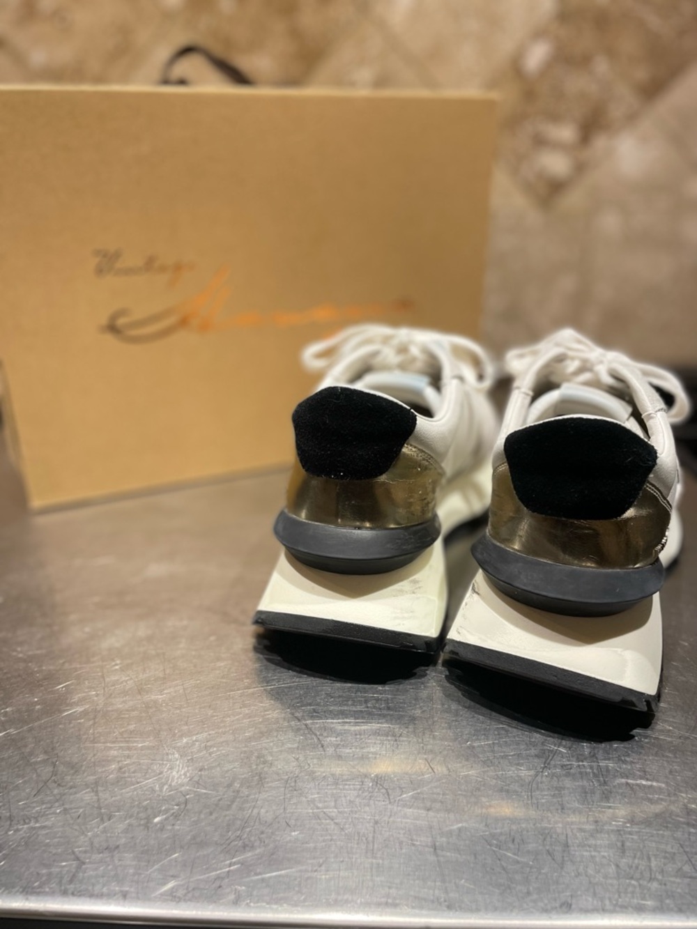 Vintage Havana White & Silver Star Platform Sneakers - Picture 5 of 13